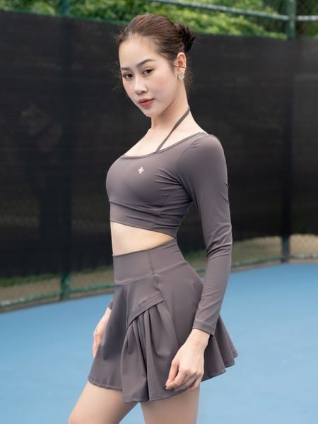 Áo tập croptop tay dài nữ Reeta A3074