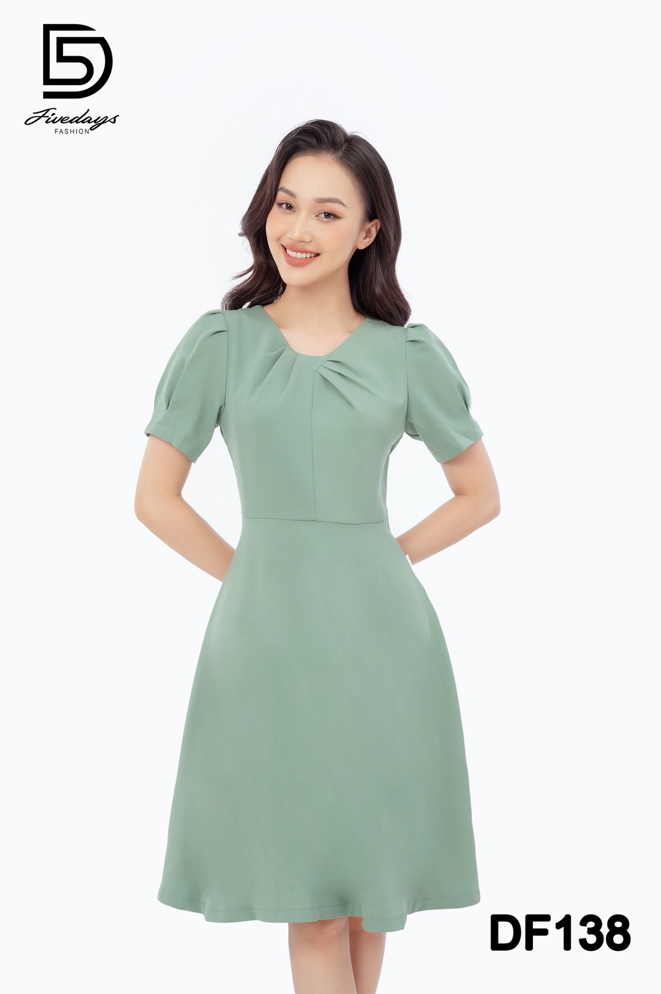 👗ĐẦM CỔ TRÒN XẾP LY NGỰC TAY BẦU | Shopee Việt Nam