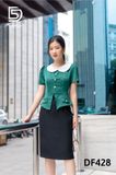  Đầm Peplum cổ sen trắng 