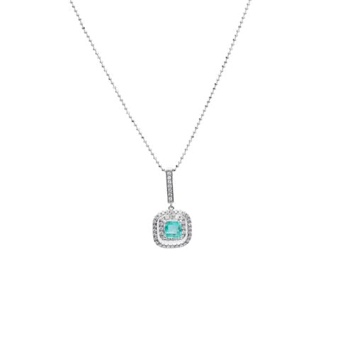 Mặt Dây Vàng K14WG đính Emerald Calista AEPD05380