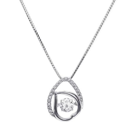 Mặt Dây Dancing Stone Vàng K14WG đính CZ Calista IEPD03109