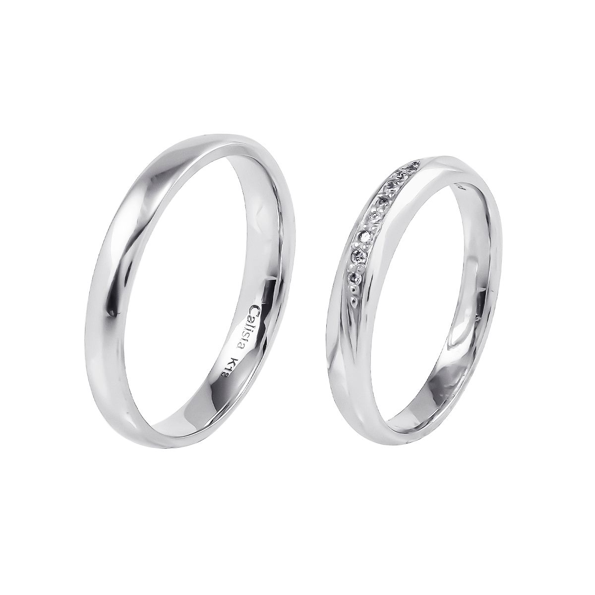  Nhẫn Cưới Vàng K18WG đính Kim cương Calista 18W00DDNG00395.1 