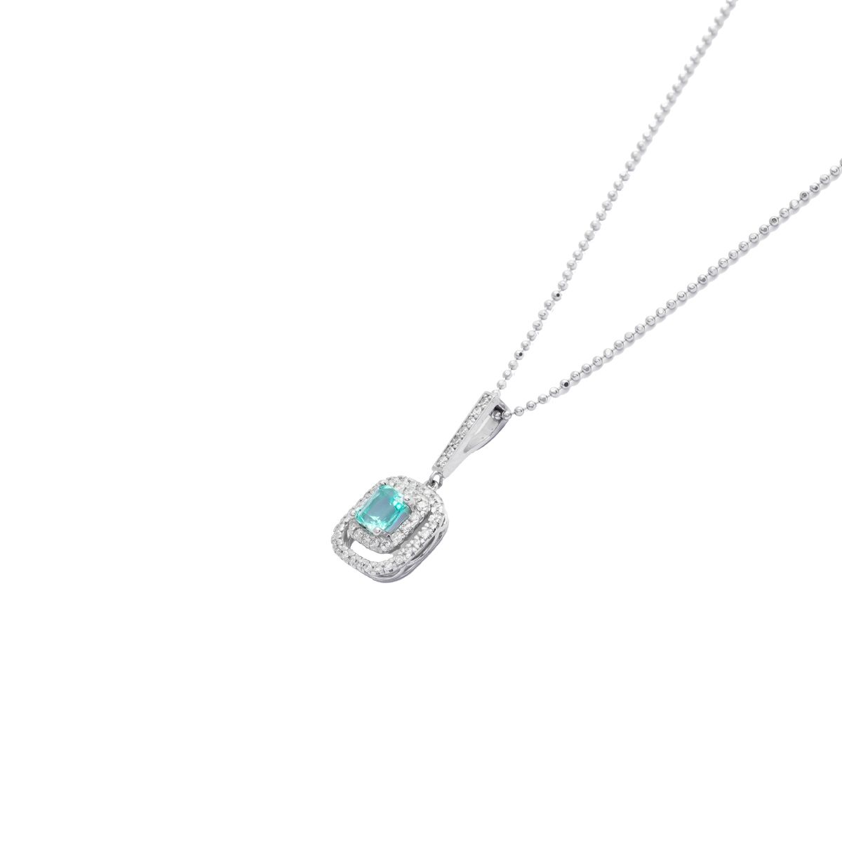  Mặt Dây Vàng K14WG đính Emerald Calista AEPD05380 