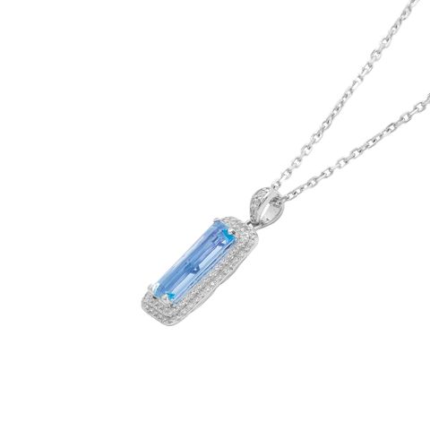 Mặt Dây Vàng K14WG đính Aquamarine Calista EPD70334