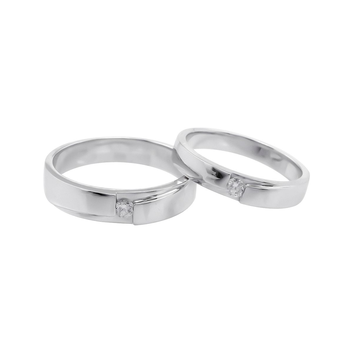  Nhẫn Cưới Vàng K14WG đính CZ Calista ERG80107 