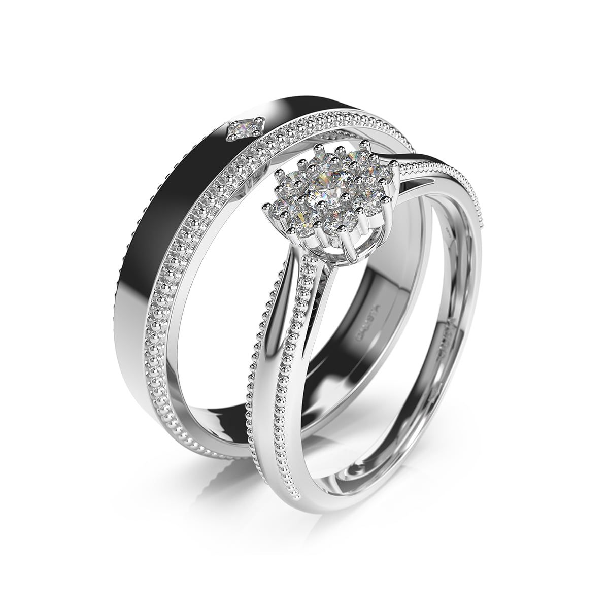  Nhẫn Cưới Vàng K18WG đính CZ Calista 18WCZCZN90020.1 