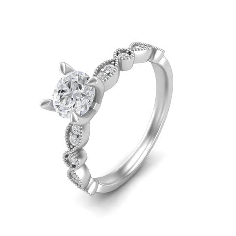 Nhẫn đính hôn Vàng K14WG đính Kim cương Calista AERG00436