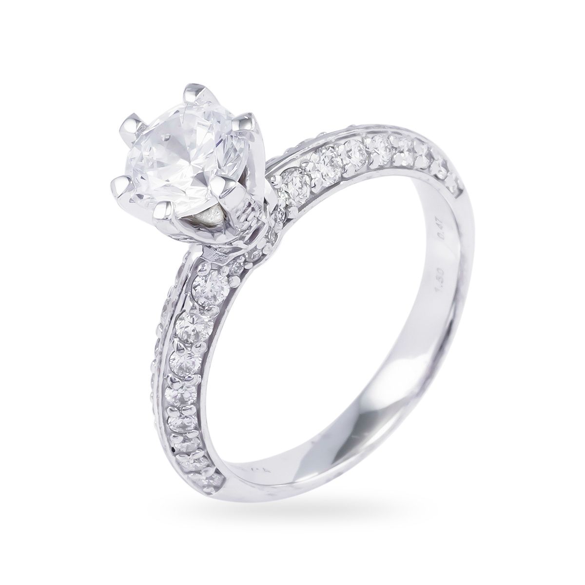  Nhẫn Vàng K14WG đính CZ Calista 14WCZDDN02385 