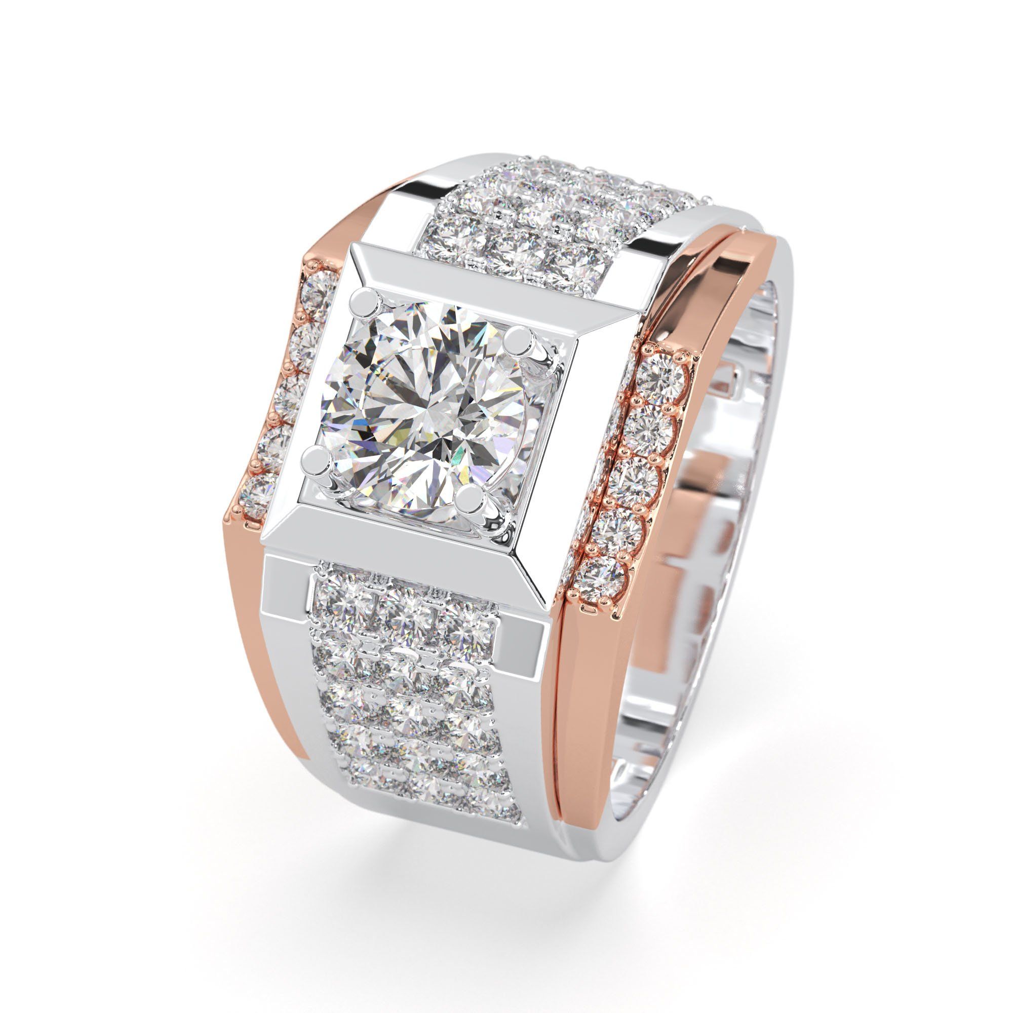  Nhẫn Vàng K14WG/PG đính Moissanite Calista 14HMSMSN334-1 