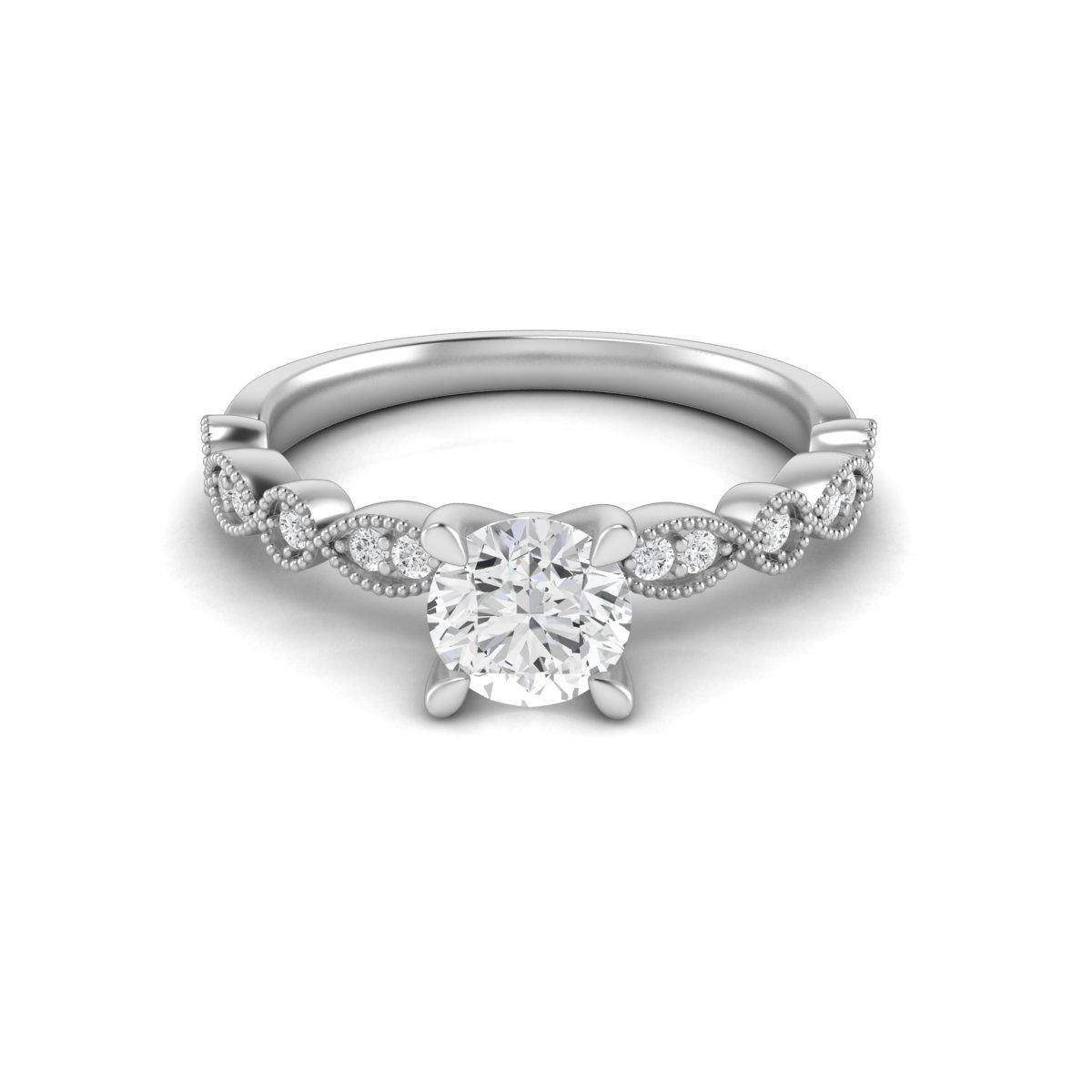  Nhẫn đính hôn Vàng K14WG đính Kim cương Calista AERG00436 