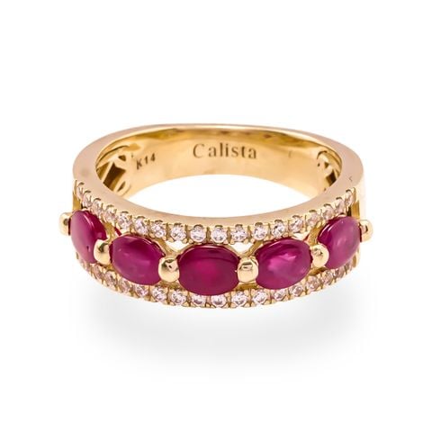 Nhẫn Vàng K14YG đính Ruby Calista ADRG05154