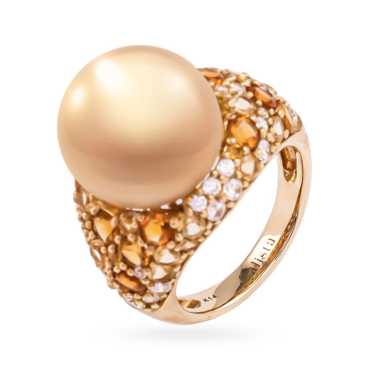  Nhẫn Vàng K14YG đính Ngọc trai Southsea Calista ADRG05367 