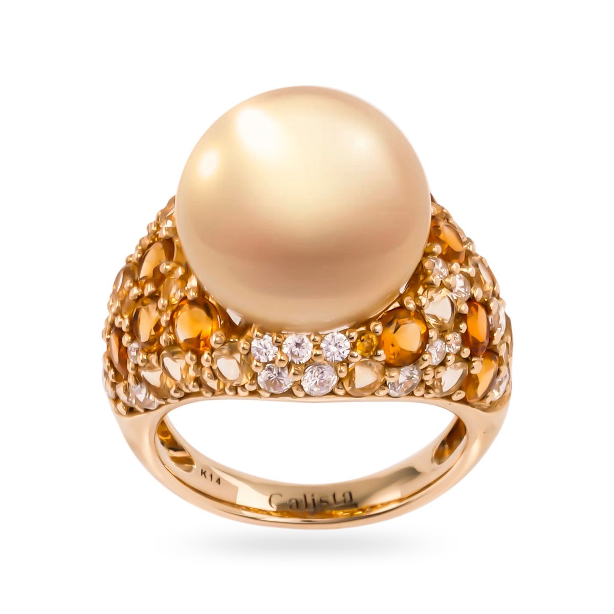  Nhẫn Vàng K14YG đính Ngọc trai Southsea Calista ADRG05367 