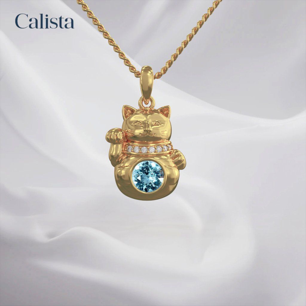  Mặt dây chuyền vàng K14YG Kim Mão Sinh Thần Birthstone Calista PD24005 