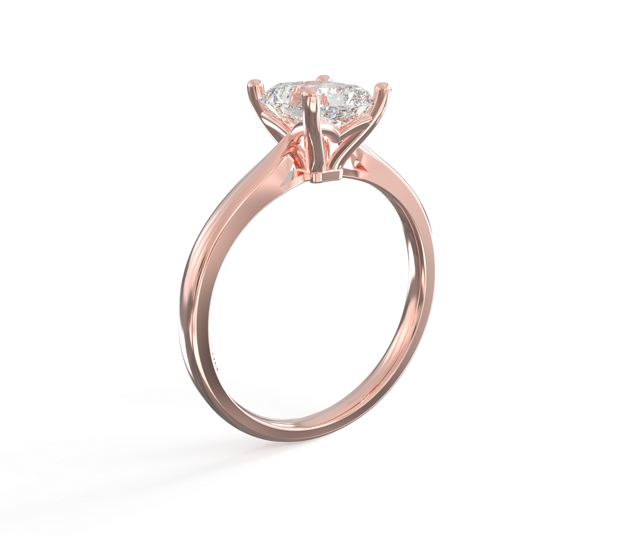  Nhẫn Đính Hôn Vàng K14 Đính Đá Moissanite Emerald Solitaire Calista 14WMS00WRG24041.1 