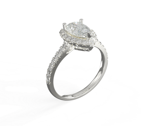Nhẫn Đính Hôn Vàng K14 Đính Đá Moissanite Pear Pave Calista 14WMSMSWRG24051.2