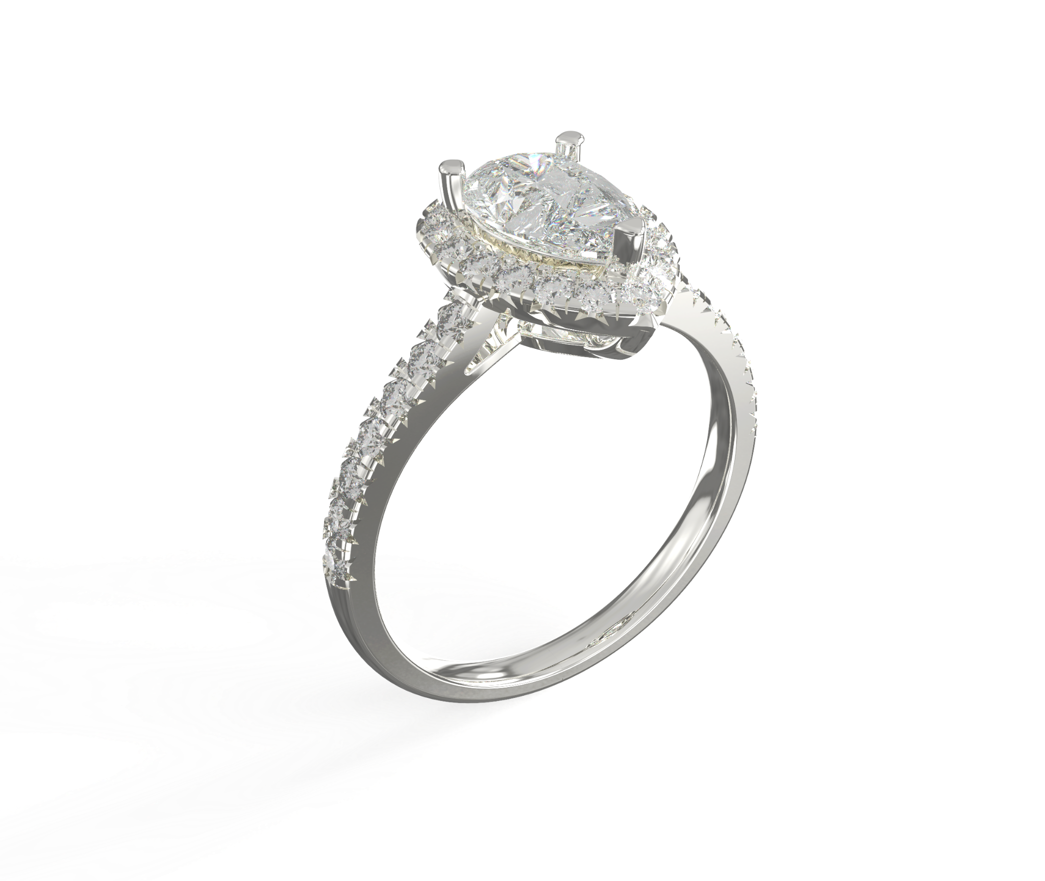  Nhẫn Đính Hôn Vàng K14 Đính Đá Moissanite Pear Pave Calista 14WMSMSWRG24051.2 