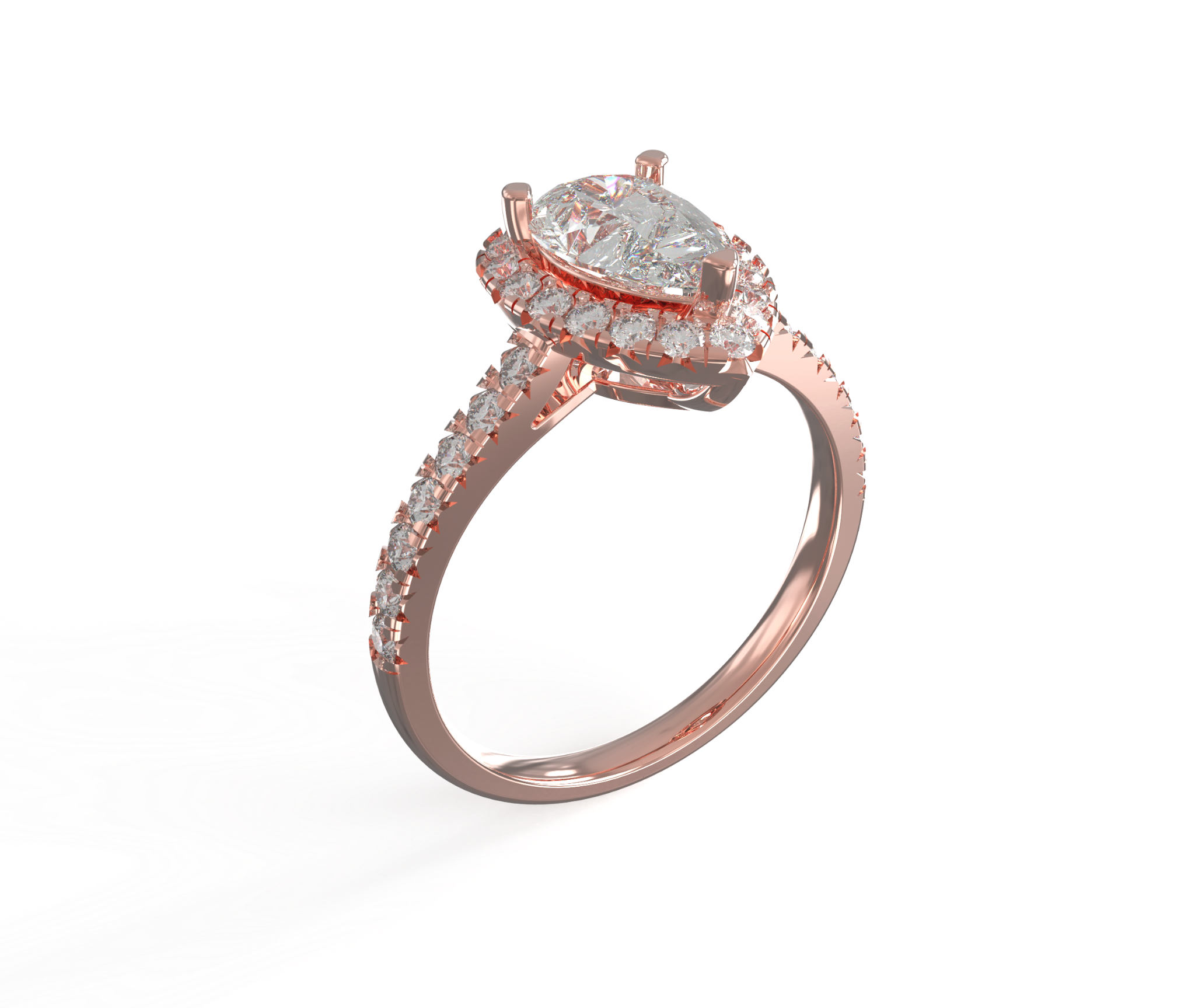  Nhẫn Đính Hôn Vàng K14 Đính Đá Moissanite Pear Pave Calista 14WMSMSWRG24051.2 
