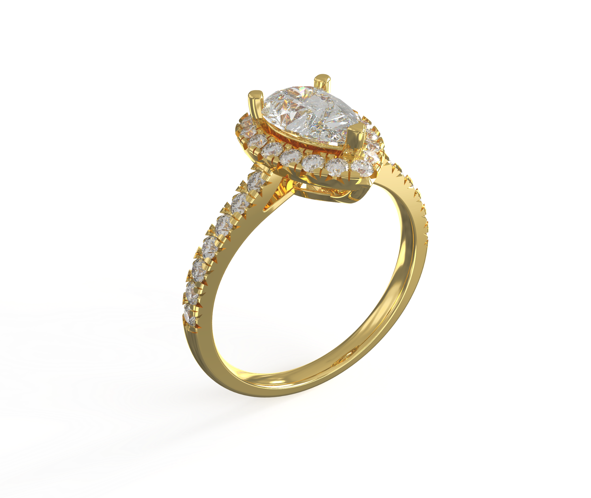  Nhẫn Đính Hôn Vàng K14 Đính Đá Moissanite Pear Pave Calista 14WMSMSWRG24051.2 