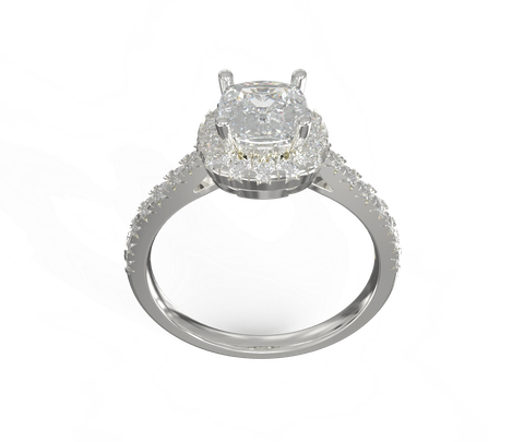 Nhẫn Đính Hôn Vàng K14 Đính Đá Moissanite Cushion Halo Calista 14WMSMSWRG24053.3