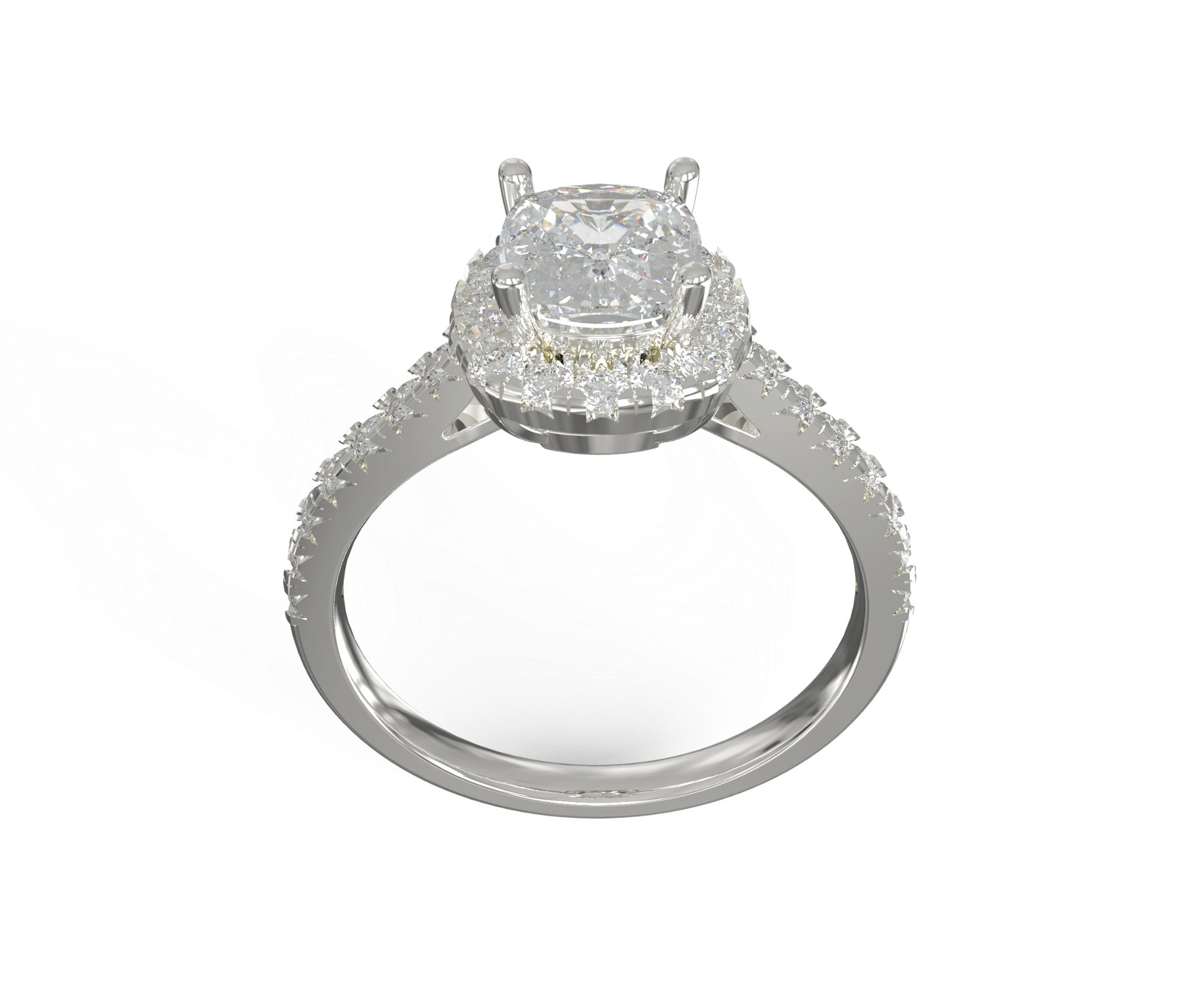  Nhẫn Đính Hôn Vàng K14 Đính Đá Moissanite Cushion Halo Calista 14WMSMSWRG24053.3 
