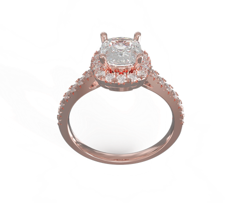 Nhẫn Đính Hôn Vàng K14 Đính Đá Moissanite Cushion Halo Calista 14WMSMSWRG24053.3