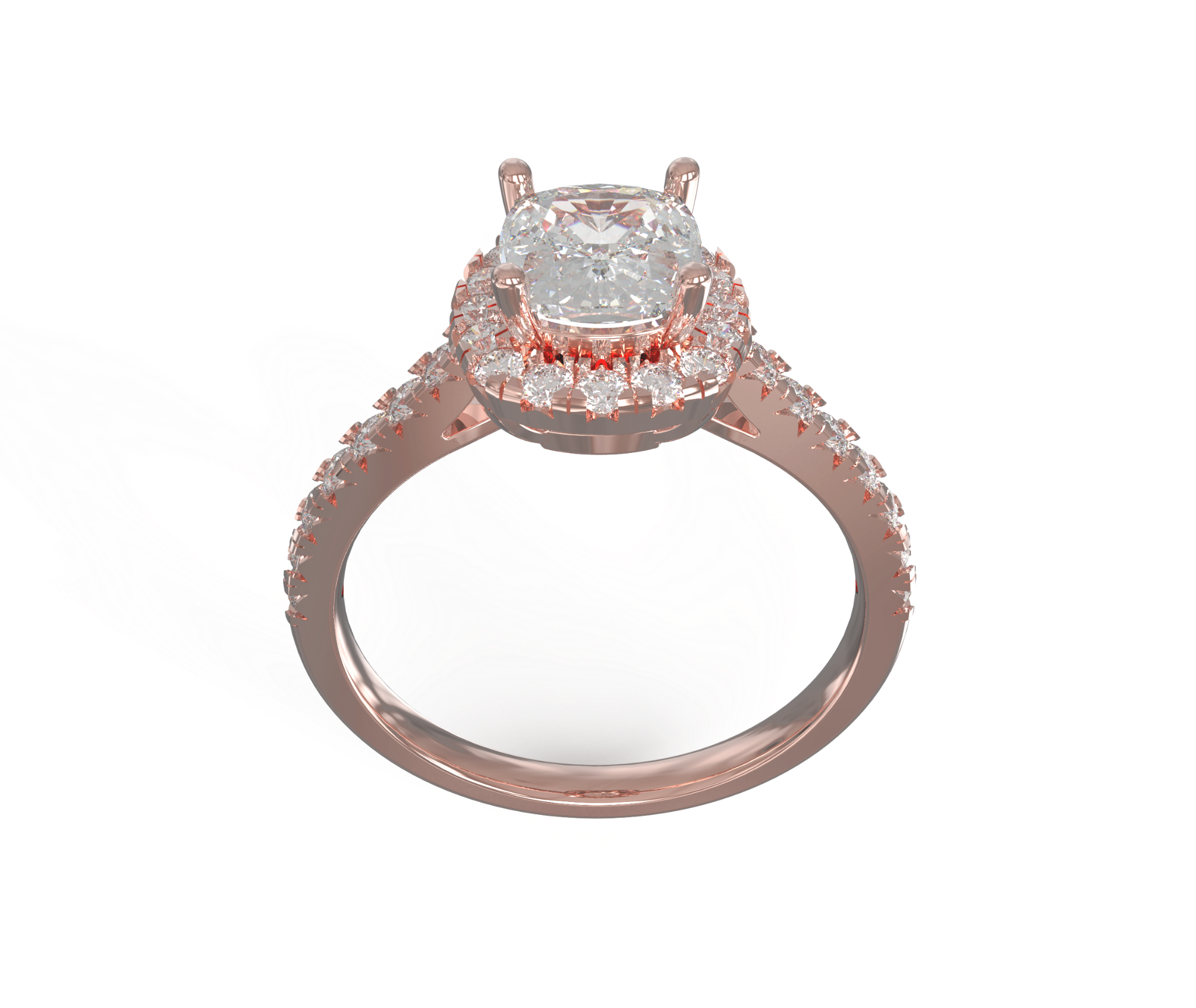  Nhẫn Đính Hôn Vàng K14 Đính Đá Moissanite Cushion Halo Calista 14WMSMSWRG24053.3 