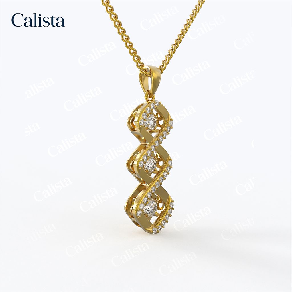  Mặt Dây Dancing Stone Vàng K14 đính CZ Calista DS01016 