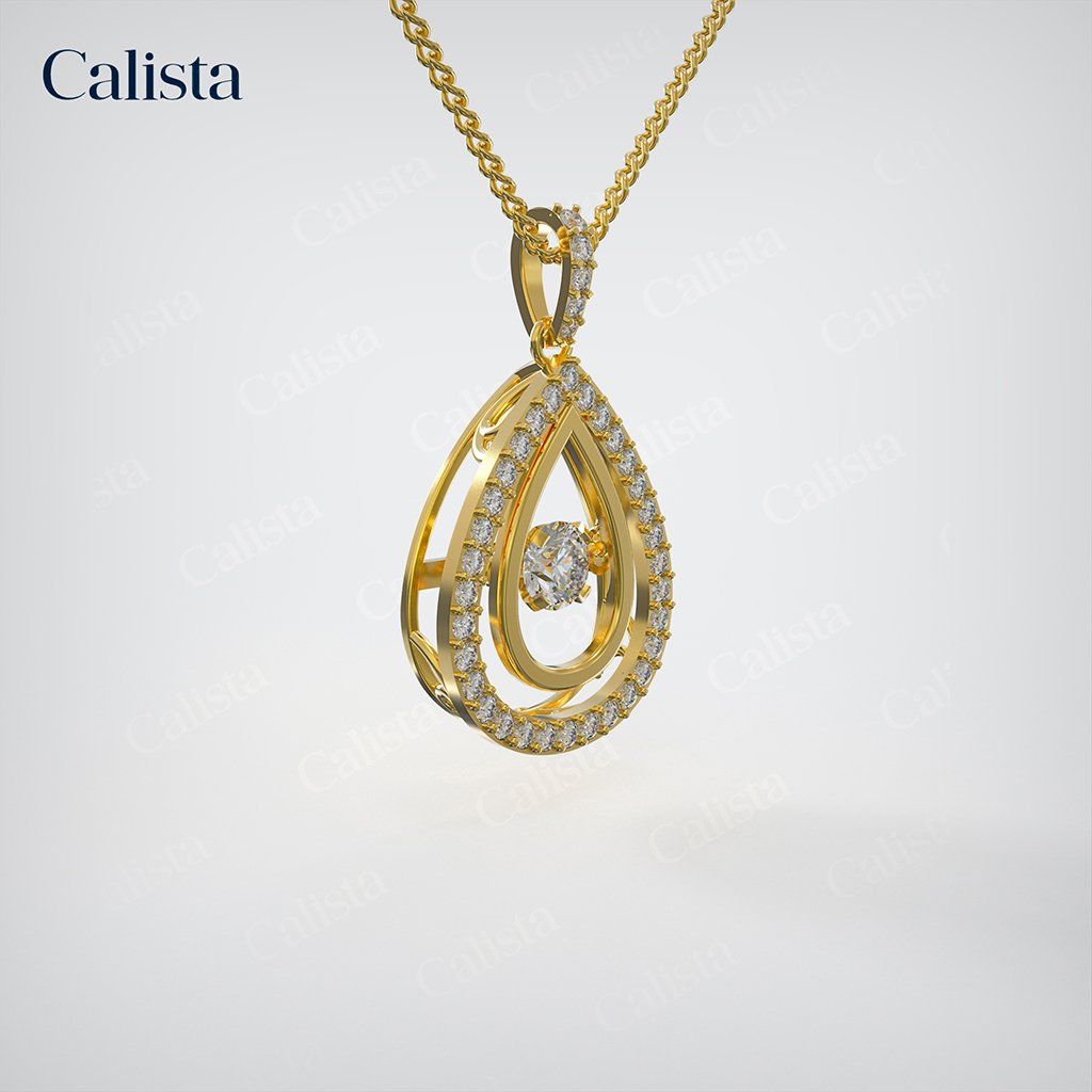  Mặt Dây Dancing Stone Vàng K14 đính CZ Calista DS01026 