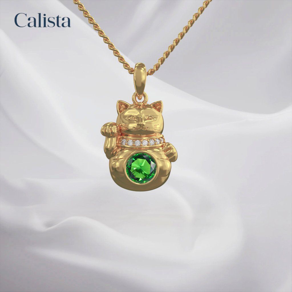  Mặt dây chuyền vàng K14YG Kim Mão Sinh Thần Birthstone Calista PD24005 