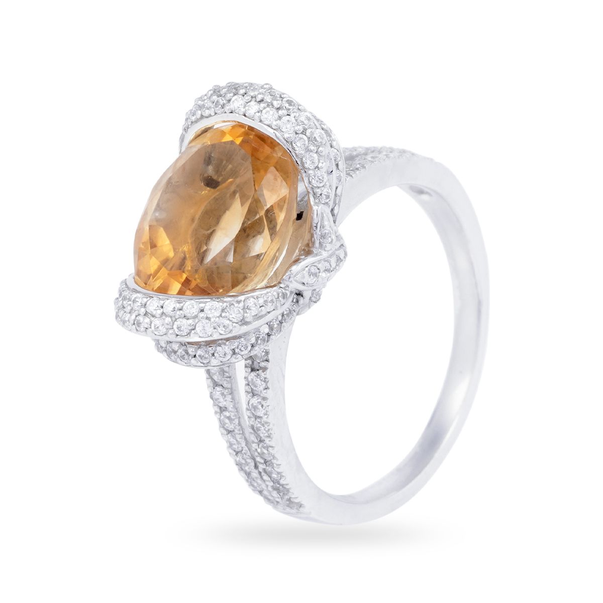  Nhẫn Vàng K14WG đính Citrine Calista ERG80036 