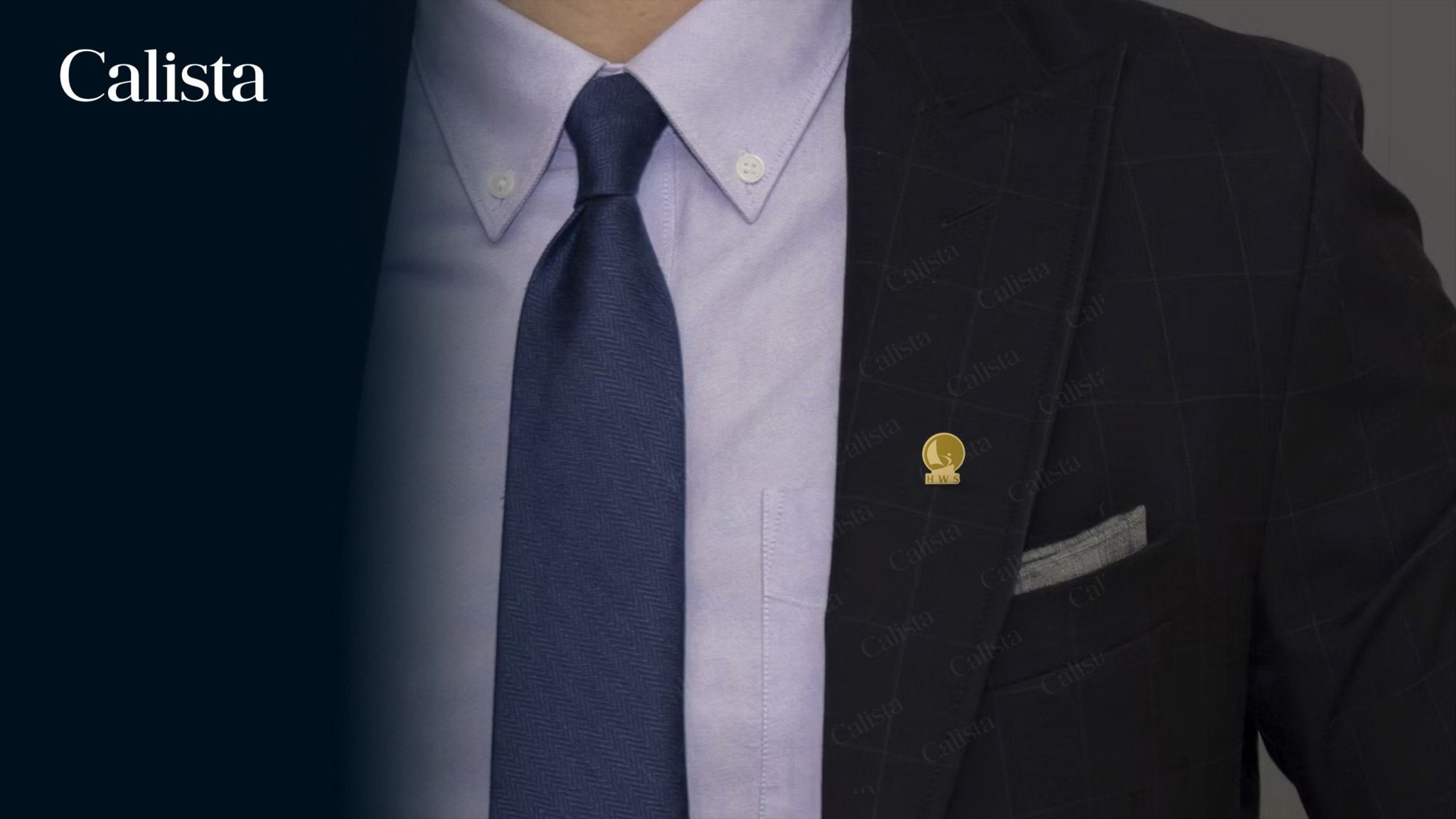  Pin/Huy hiệu cài áo mạ vàng logo doanh nghiệp HWS 