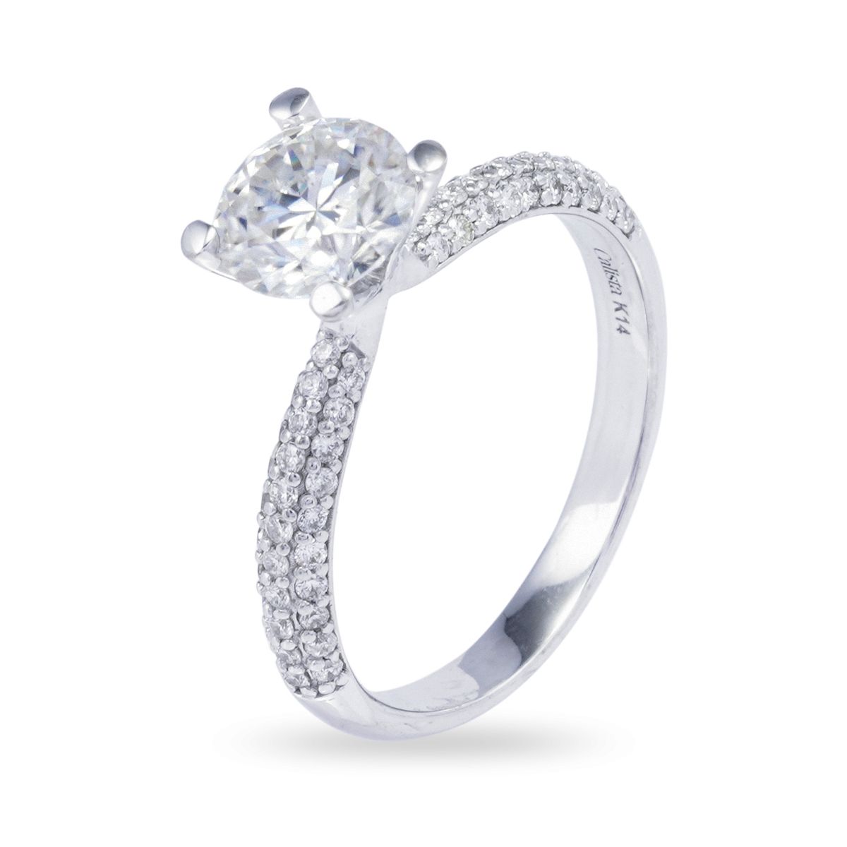  Nhẫn Vàng K14WG đính Moissanite Calista IERG03267 