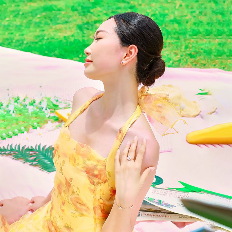  Bông tai Vàng K14WG đính CZ Calista 14W00CZB50408 