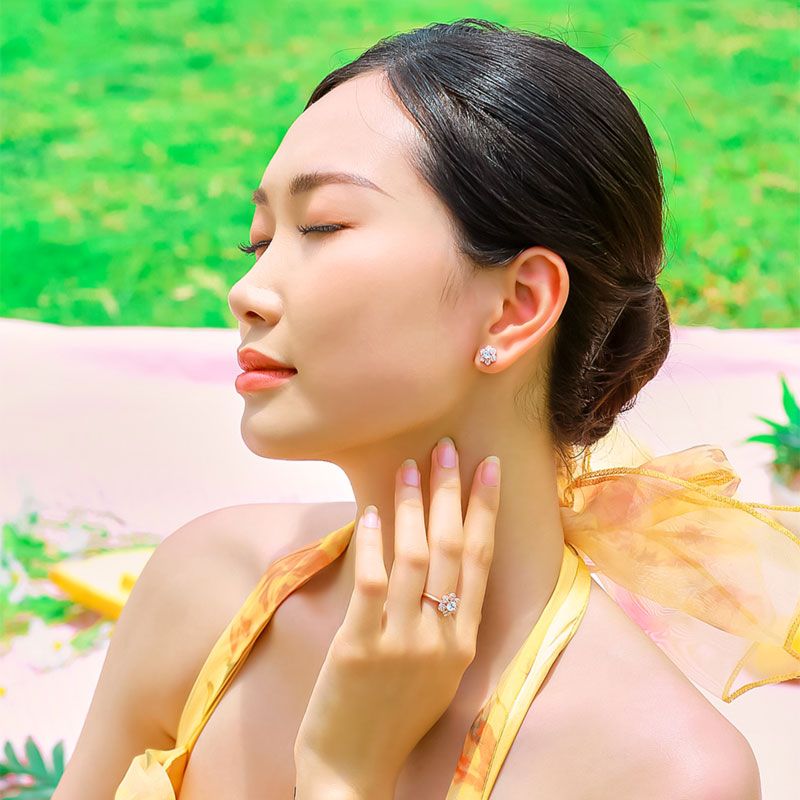  Bông tai Vàng K14PG đính CZ Calista 14RCZCZB50408 