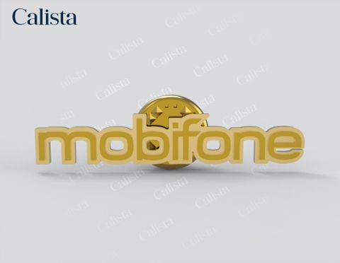 Pin/Huy hiệu cài áo mạ vàng logo doanh nghiệp Mobifone