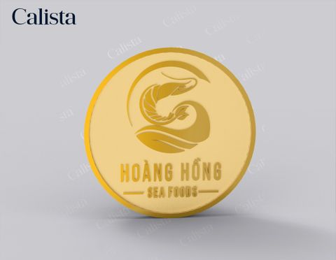 Pin/Huy hiệu cài áo mạ vàng logo doanh nghiệp Hoàng Hồng Sea foods