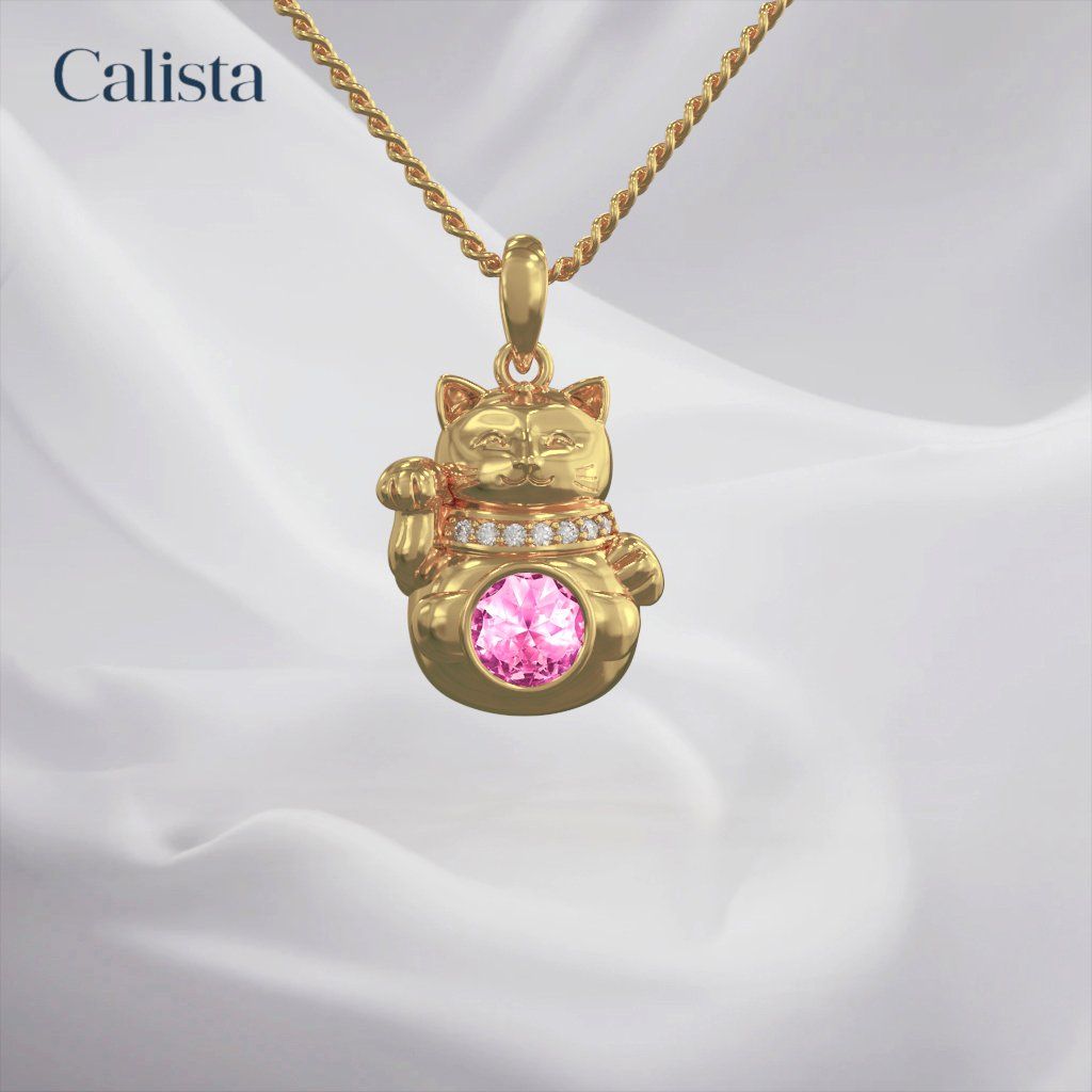  Mặt dây chuyền vàng K14YG Kim Mão Sinh Thần Birthstone Calista PD24005 