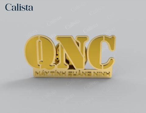 Pin/Huy hiệu cài áo mạ vàng logo doanh nghiệp QNC