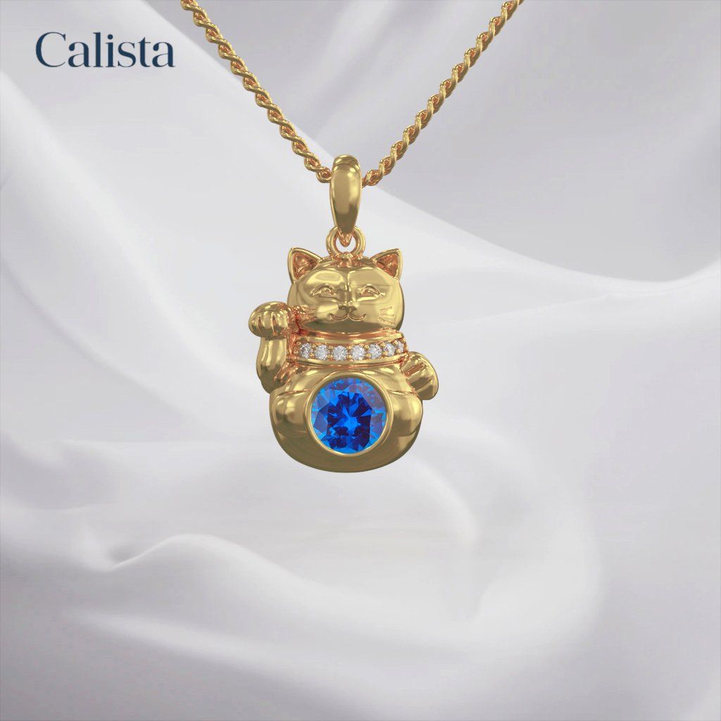  Mặt dây chuyền vàng K14YG Kim Mão Sinh Thần Birthstone Calista PD24005 