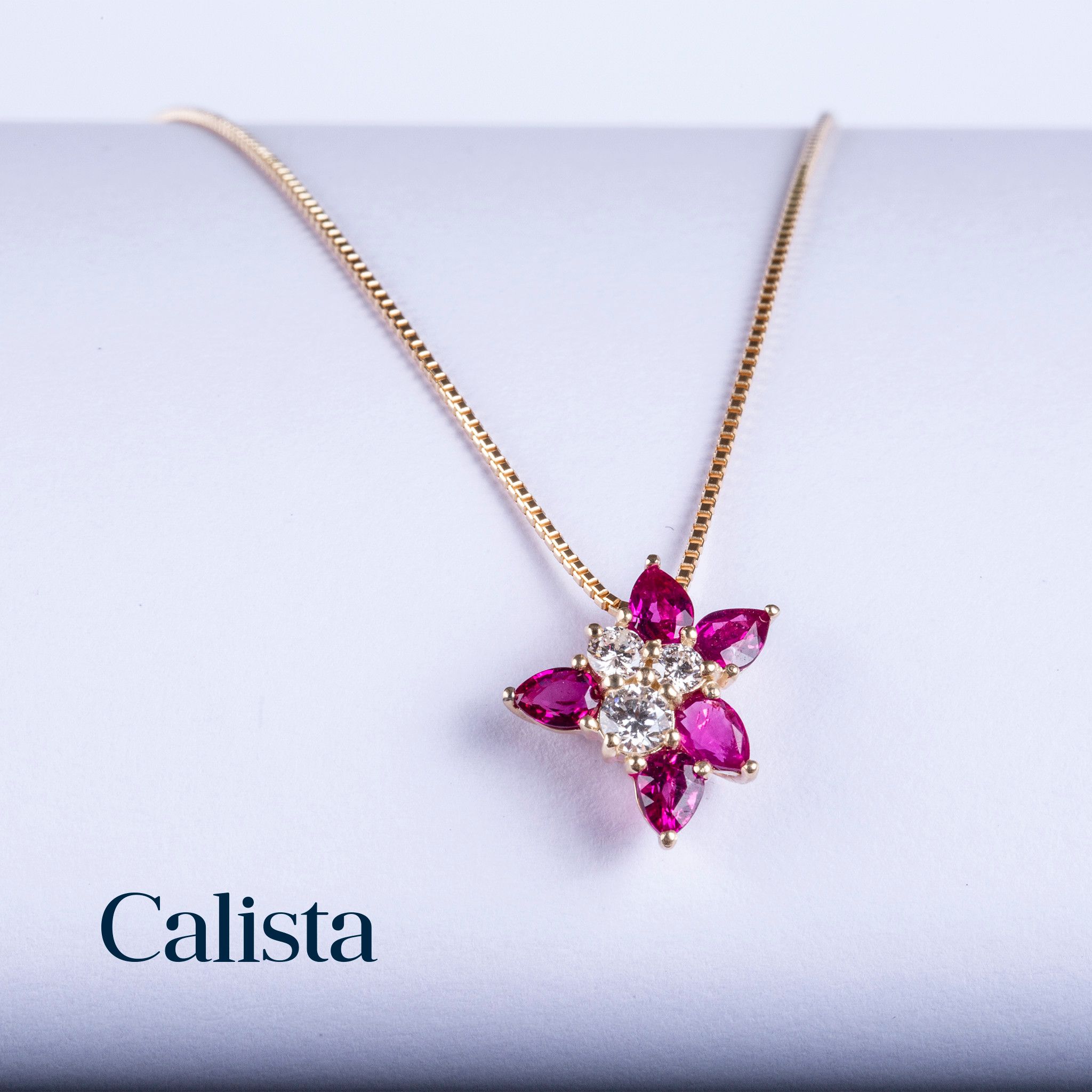  Mặt dây chuyền vàng K14YG gắn đá Ruby Calista Đá Màu ADPD05155 