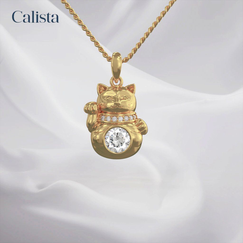  Mặt dây chuyền vàng K14YG Kim Mão Sinh Thần Birthstone Calista PD24005 