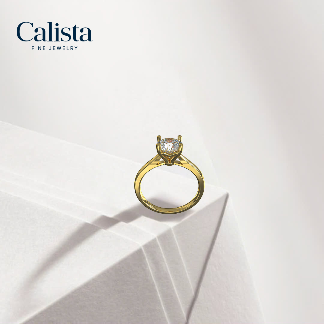  Nhẫn Đính Hôn Vàng K14 Đính Đá Moissanite Solitaire Calista 14WMS00WRG24031.1 