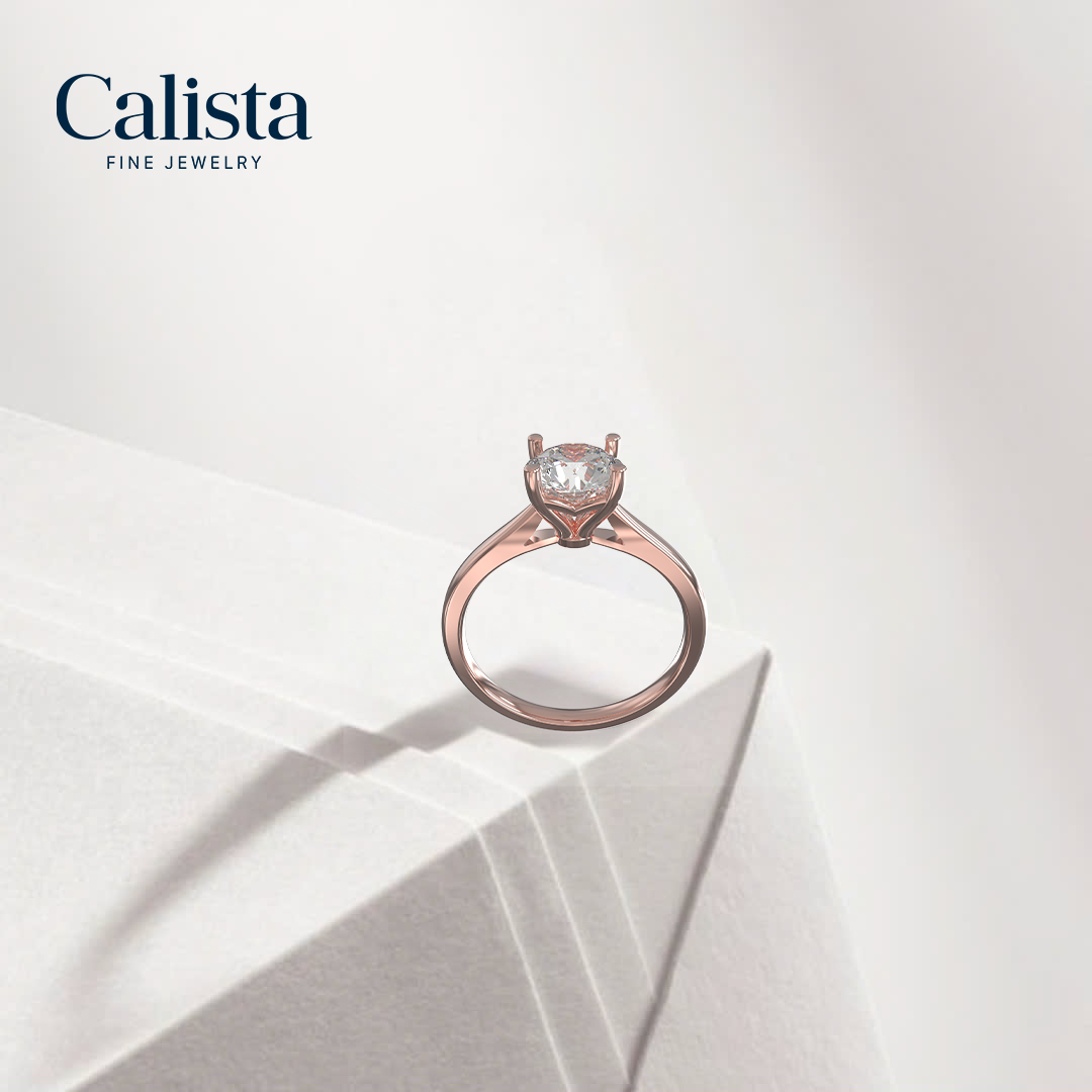  Nhẫn Đính Hôn Vàng K14 Đính Đá Moissanite Solitaire Calista 14WMS00WRG24031.1 