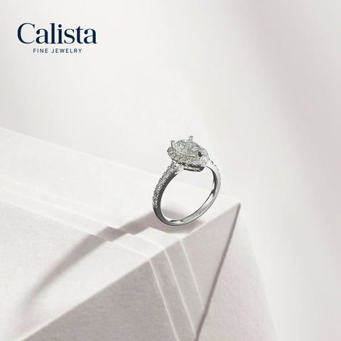 Nhẫn Đính Hôn Vàng K14 Đính Đá Moissanite Pear Pave Calista 14WMSMSWRG24051.2