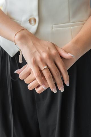 Nhẫn đính hôn vàng K14YG Vintage gắn Moissanite WRG24216 Calista