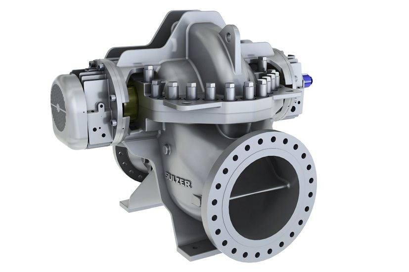 HSA axially split single stage between bearing pump