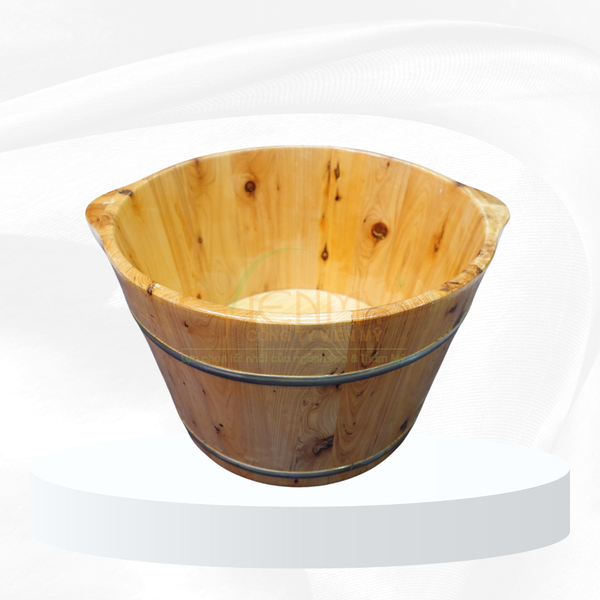  Chậu gỗ ngâm chân gỗ bách hương - miệng bo tròn 