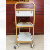 Kệ xe đẩy gỗ có hộc tủ, chân sắt K207 