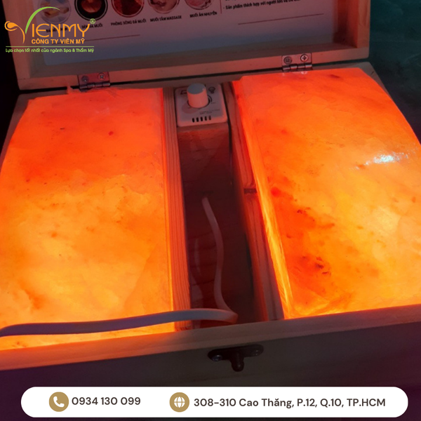  Hộp đá muối Himalaya massage chân Viên đá cong 2 viên 